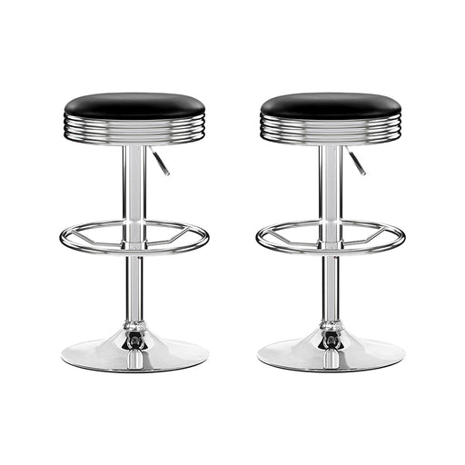 Artiss Set of 2 Backless PU Leather Bar Stools - Black and Chrome